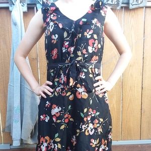 Merona Black Floral No Sleeve Dress